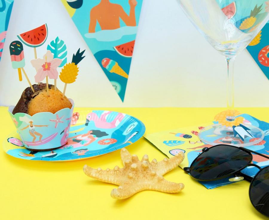 Sommer Surfing  Muffin Dekoration 6-er Set