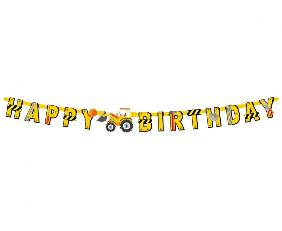 Baustelle Building Blocks Happy Birthday Banner 220 cm