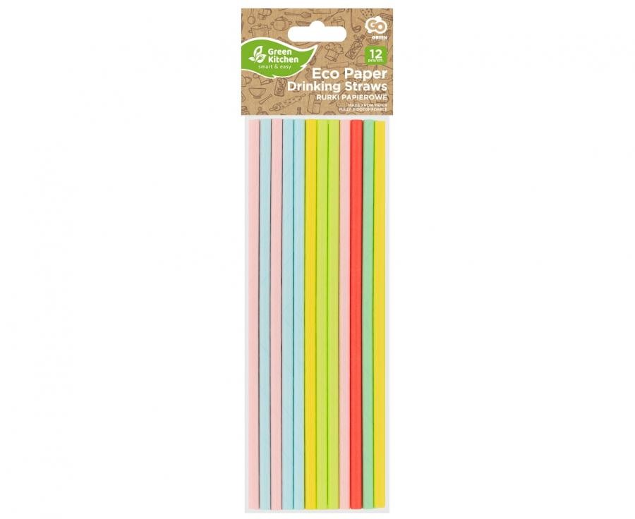 Farbe Pastel Papierstrohhalm 12 Stk