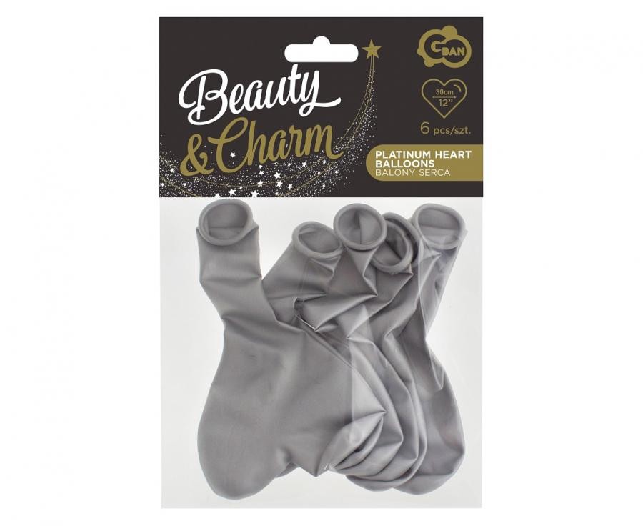 Liebe Platinum Silver Herz-Ballon, 6 Stk 12 Zoll (30 cm)