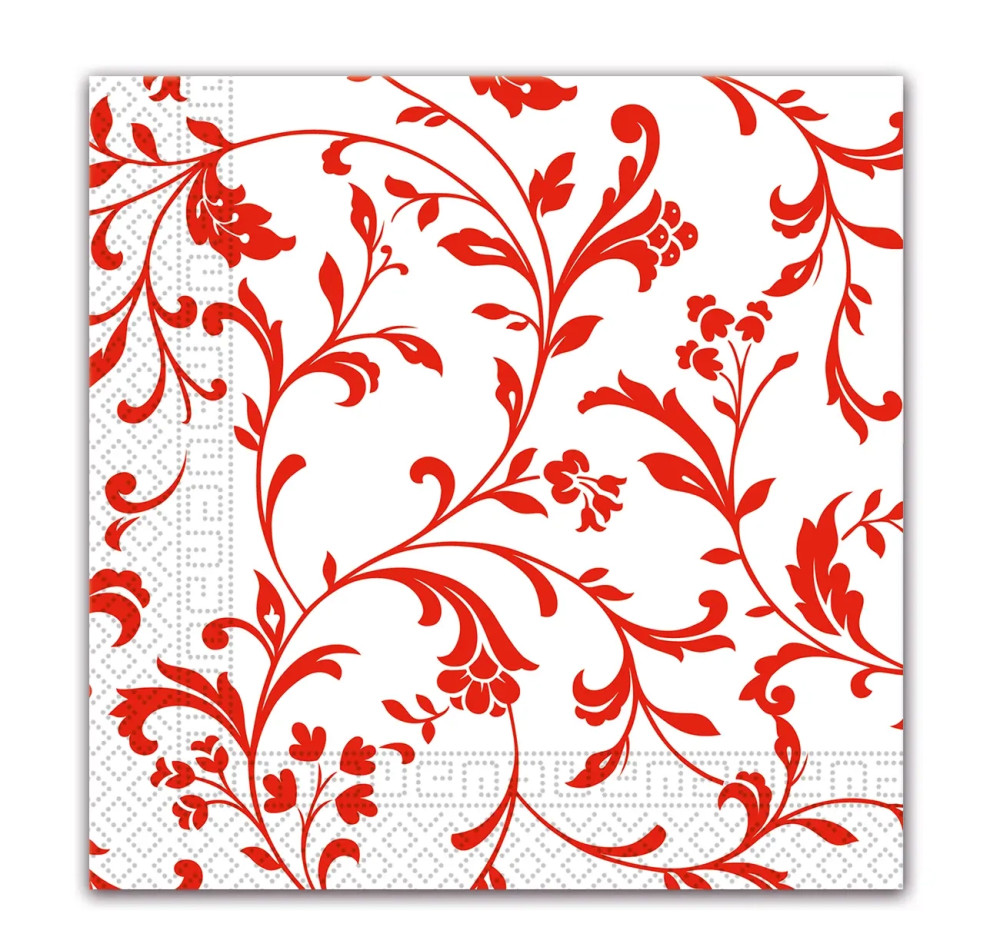 Blume Arabesque Red Rot gemusterte Serviette 20 Stk 33x33 cm FSC