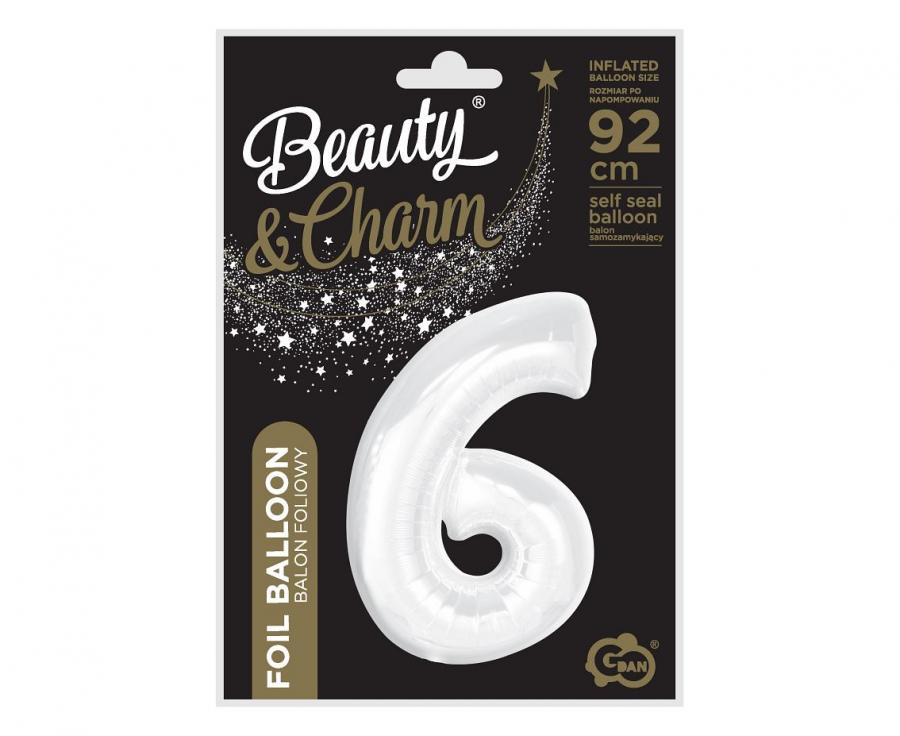 Nummer B&C White Weiße Nummer 6 Folienballon 92 cm