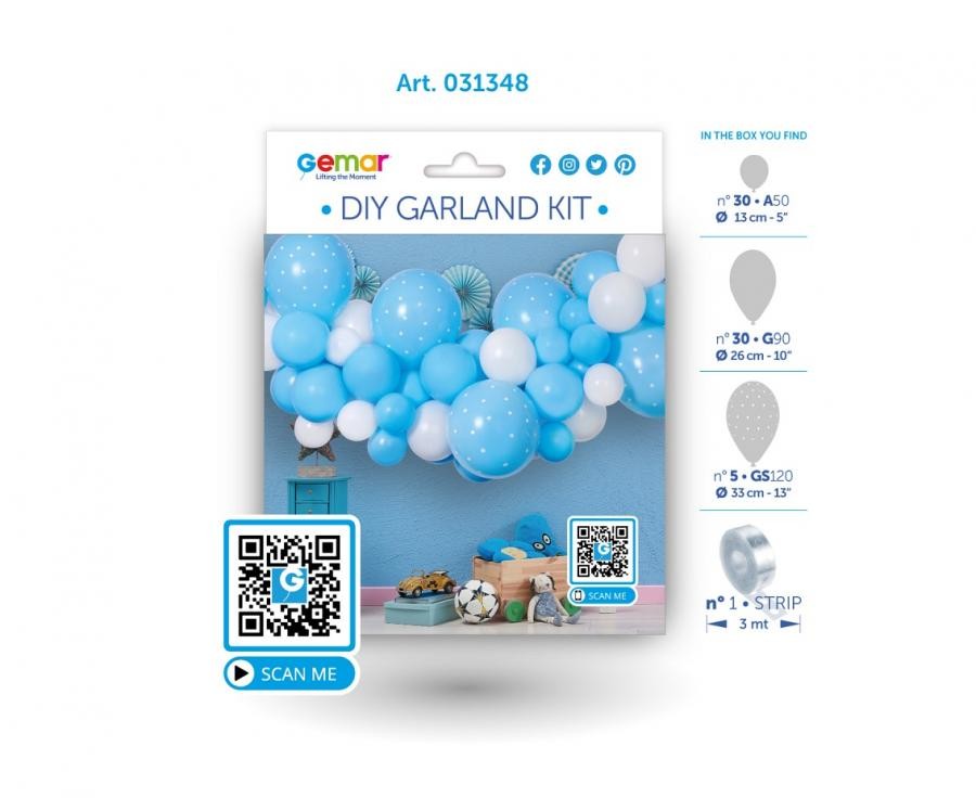 Baby Baby Blue Blaues Ballon-Girlandenset, 65 Stk.