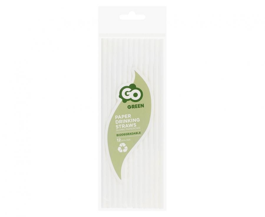 Farbe White Weiße Papierstrohhalme 12 Stk