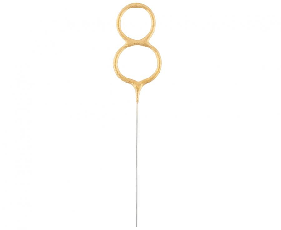 Nummer Gold Goldene 8er Wunderkerze 17 cm
