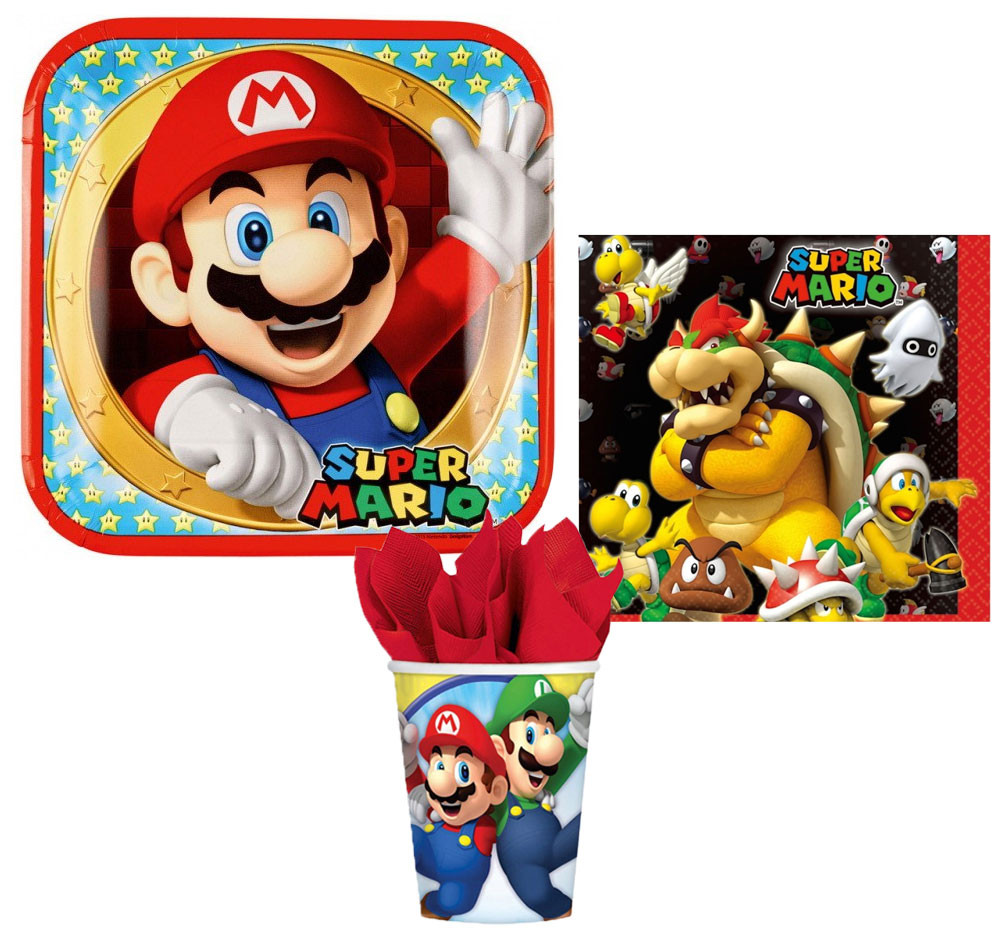 Super Mario Mushroom World Party-Set 36-teilig mit 23 cm Tellern
