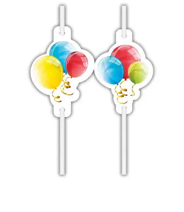 Ballon Sparkling Papierstrohhalm, 4er-Set