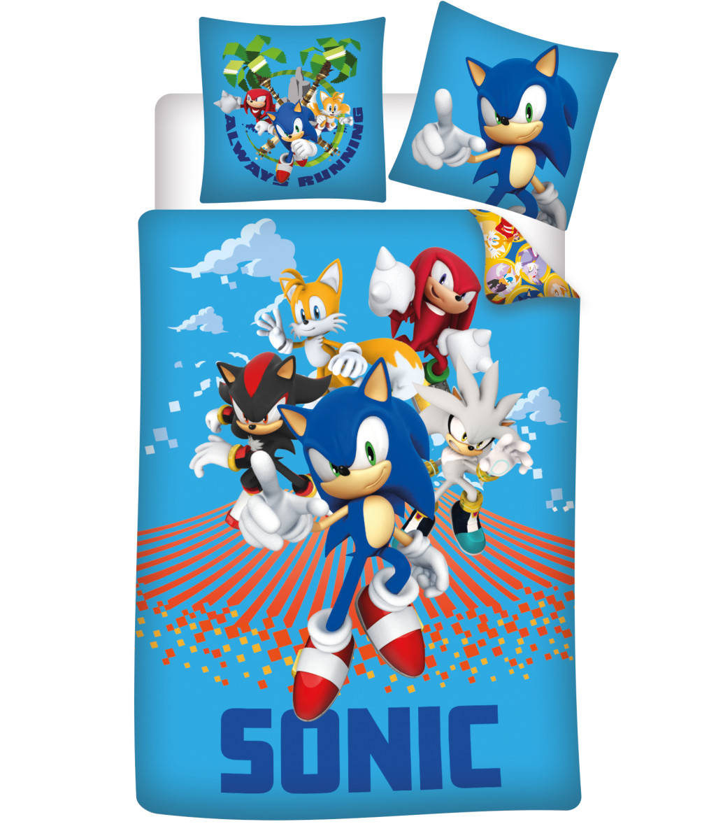 Sonic the Hedgehog Always Running Kinderbettwäsche 100×135 cm, 40×60 cm