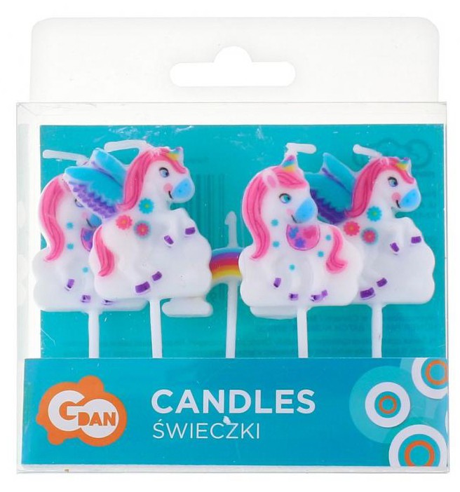 Einhorn Rainbow  Geburtstagskerze, Kerzenset 5 Stk