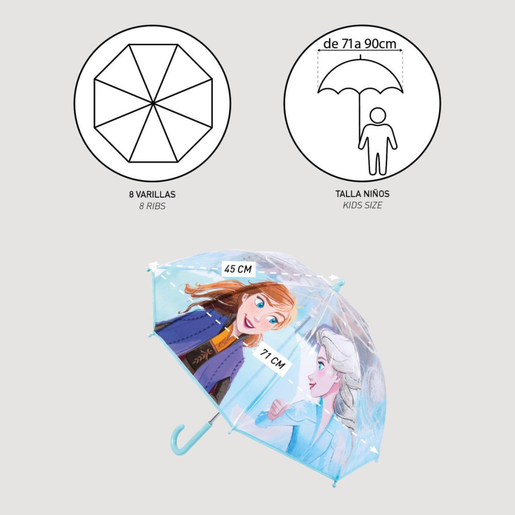 Disney Eiskönigin Icy Drizzle Kinder transparenter Regenschirm Ø71 cm