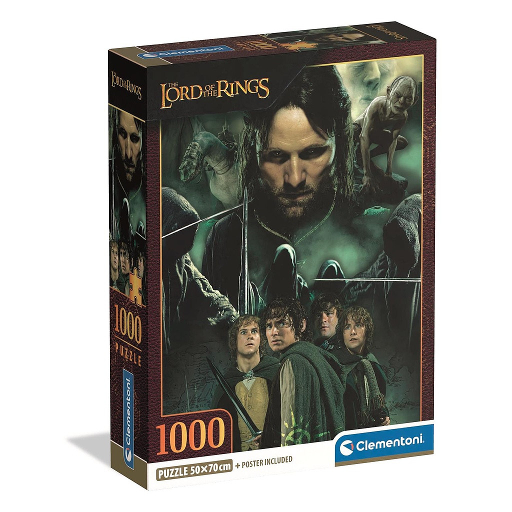 Herr der Ringe Aragorn & Hobbits 1000-teiliges Compact Puzzle Clementoni