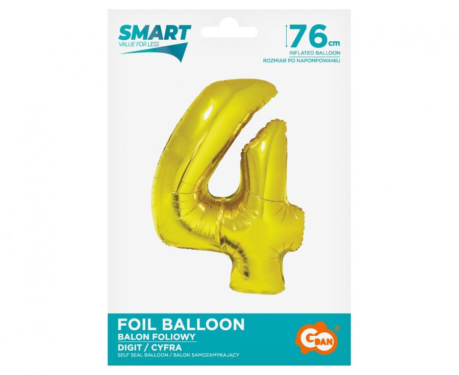 Nummer Gold Goldene Nummer 4 Folienballon 76 cm