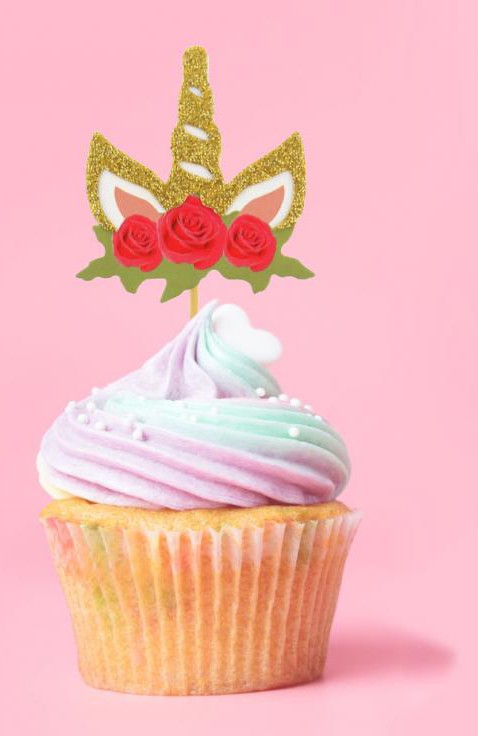 Einhorn Rose Dekorationsstäbchen 6er-Pack