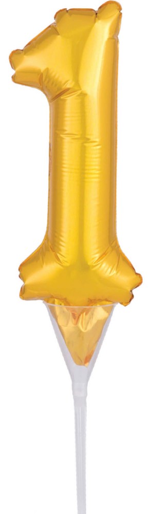 Nummer Goldene Zahl 1 Folienballon für Kuchen 15 cm