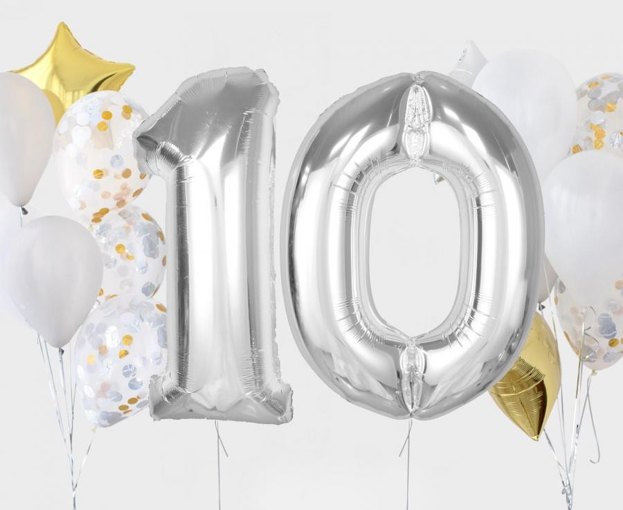 Nummer Silver Silberne Null-Nummer Folienballon 92 cm