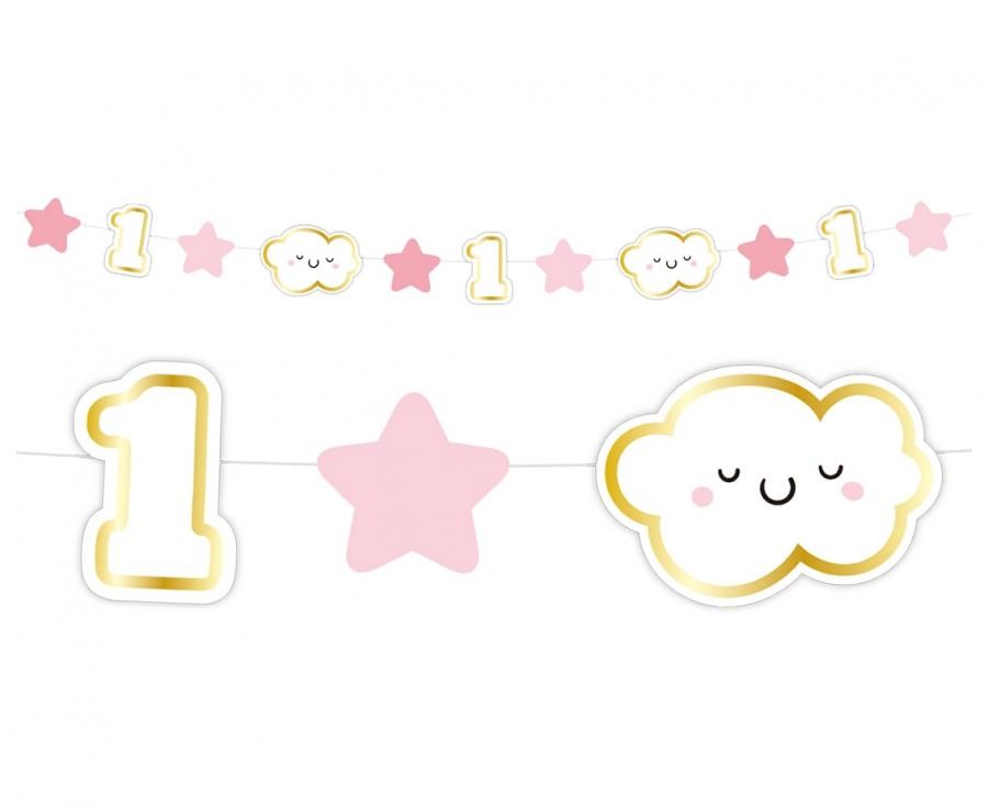 Baby Pink 1. Geburtstag Mini-Girlande 120 cm Baby Pink 1. Geburtstag Mini-Girlande 120 cm