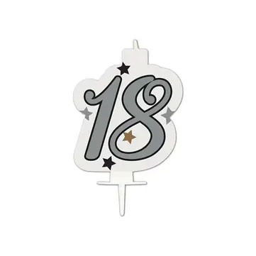 Geburtstag Milestone Happy Birthday Silber Kerzen, Zahlenkerze 18