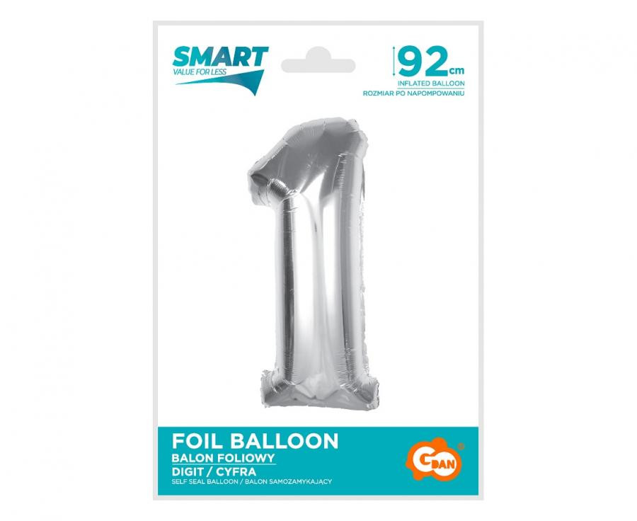 Nummer Silver Silber Zahl 1 Folienballon 92 cm