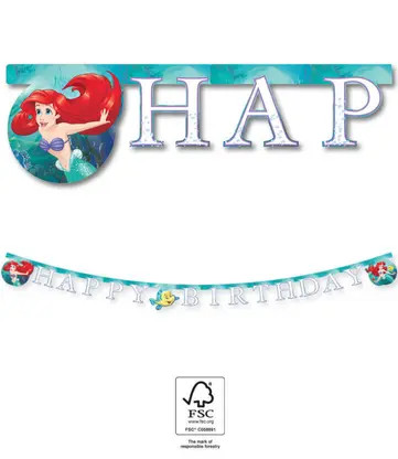 Disney Prinzessin Ariel Curious Happy Birthday Schriftzug FSC 2 m