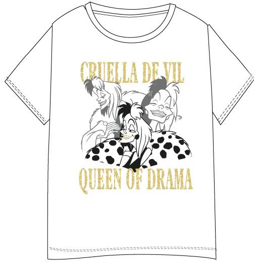 Disney 101 Dalmatiner Cruella Damen Kurz T-Shirt, Oberteil M