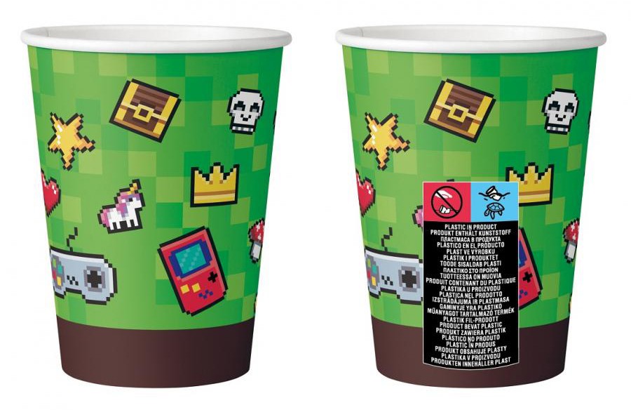 Gamer Game On Papiertassen Set, 6 Stück, 200 ml