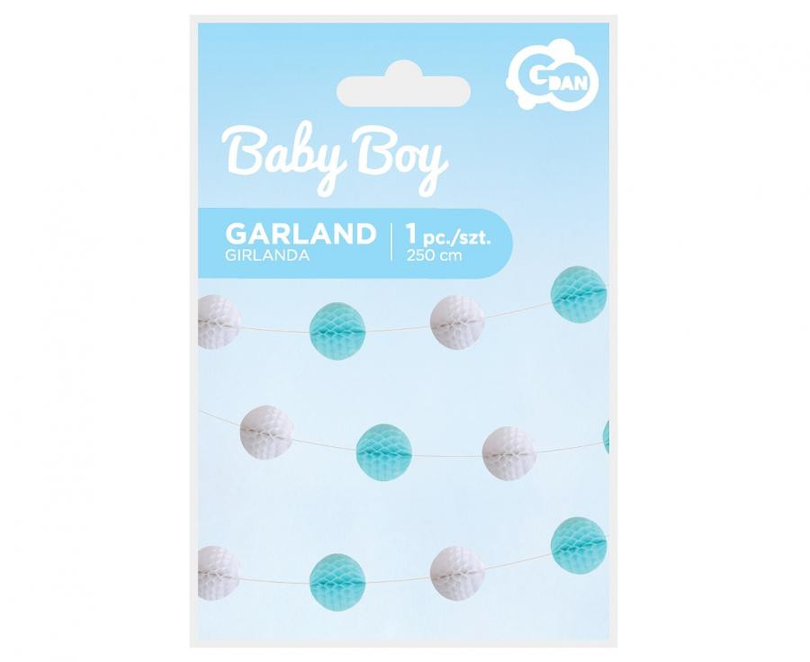 Baby Baby Boy Junge Papier Pom Pom Girlande 250 cm