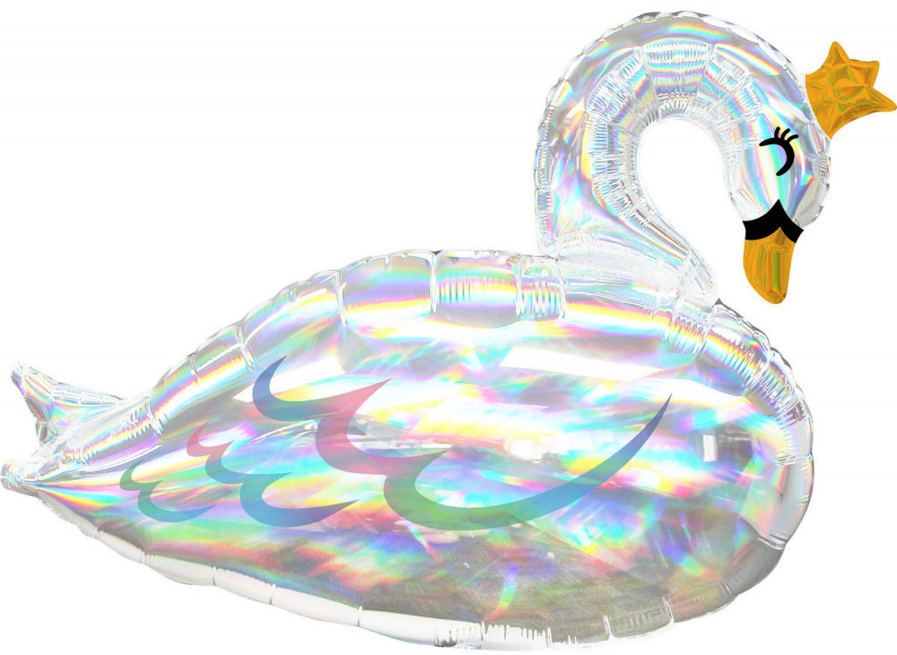 Schwan Gold Tiara  Holographischer Folienballon 73 cm