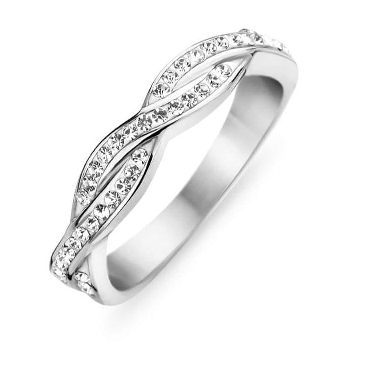 Victoria Silberfarbener Ring mit weißen Steinen