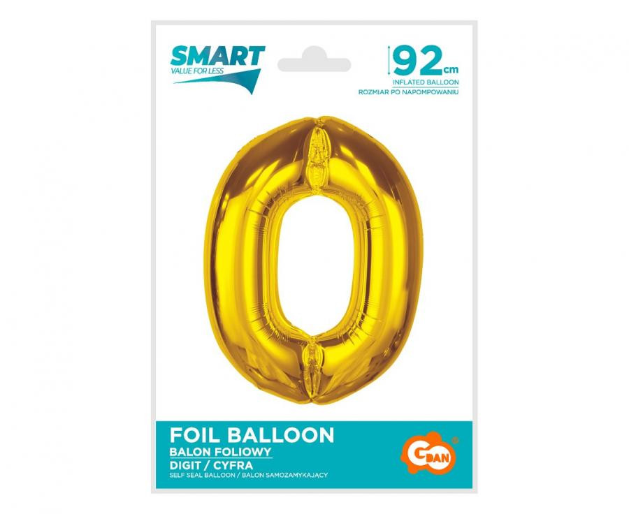 Nummer Gold Goldene Zahl 0 Folienballon 92 cm