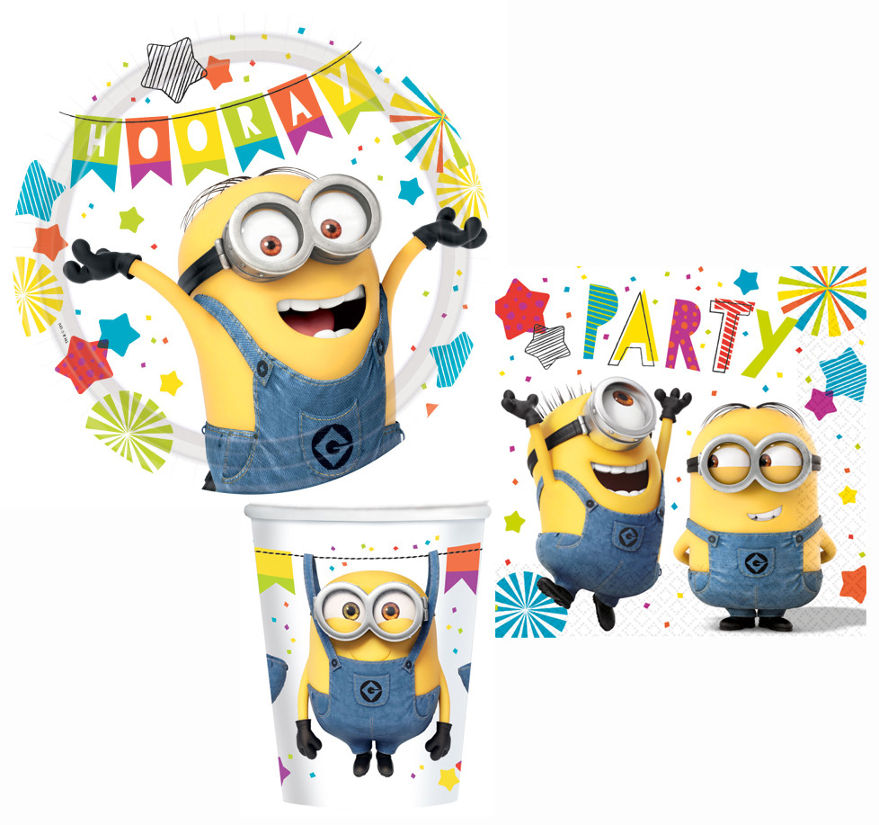 Minions Party-Set mit 32 Stück und 23 cm Tellern