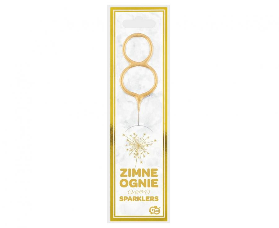 Nummer Gold Goldene 8er Wunderkerze 17 cm