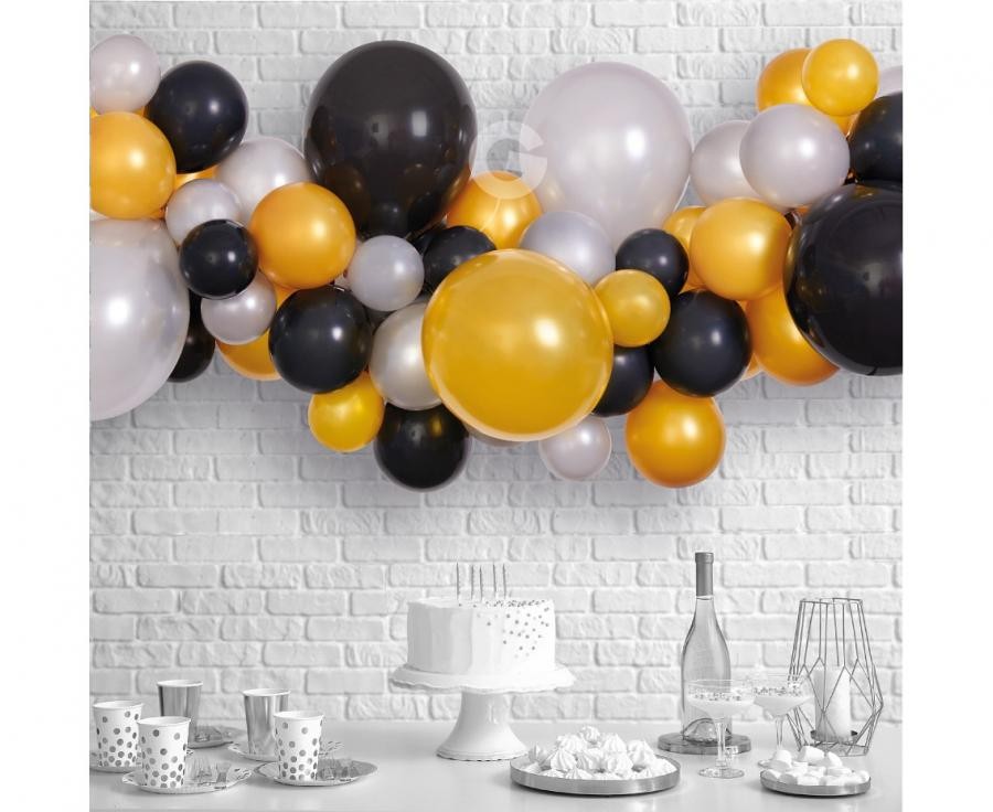 Baby Silver-Gold-Black Bunte Luftballons, Luftballon Girlande Set 65 Stk
