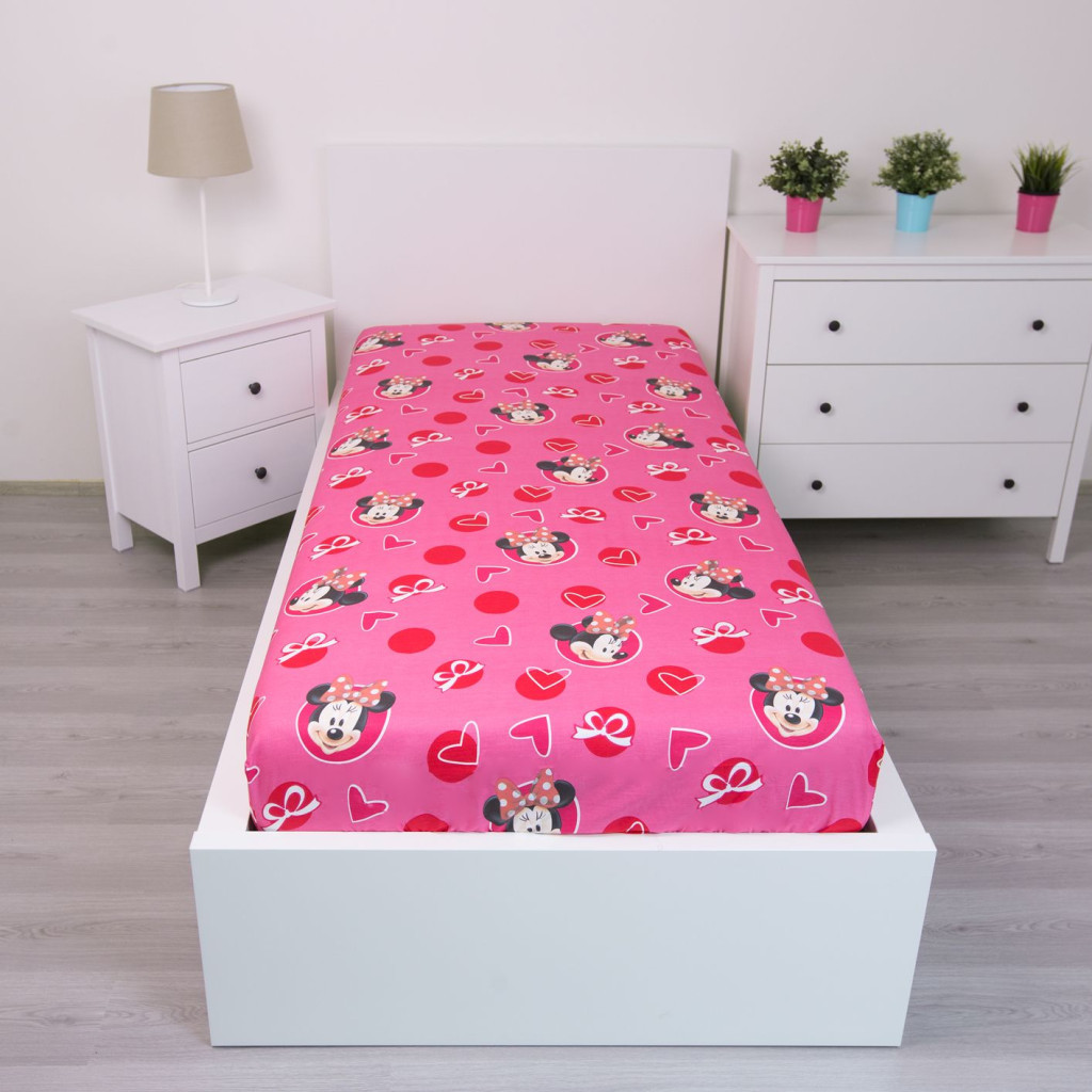 Disney Minnie Hearts Spannbettlaken 90x200 cm
