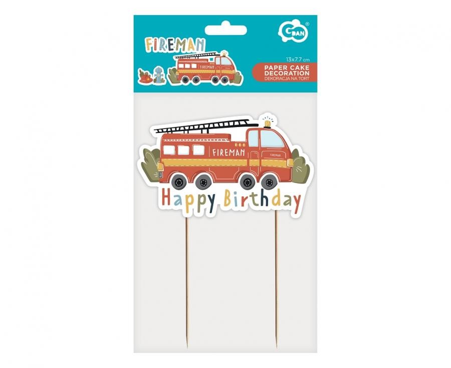 Feuerwehrmann Fireman Happy Birthday Tortendekoration 13 cm