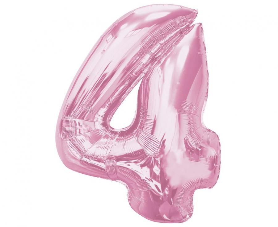 Nummer Light Pink Rosa Nummer 4 Folienballon 92 cm