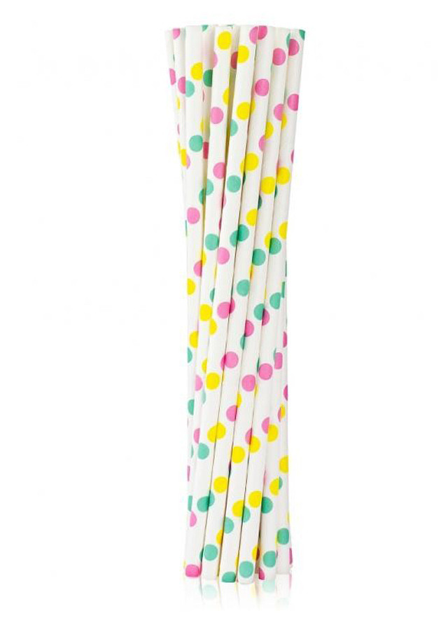 Farbe Colorful Dots Papierstrohhalme 12er-Pack