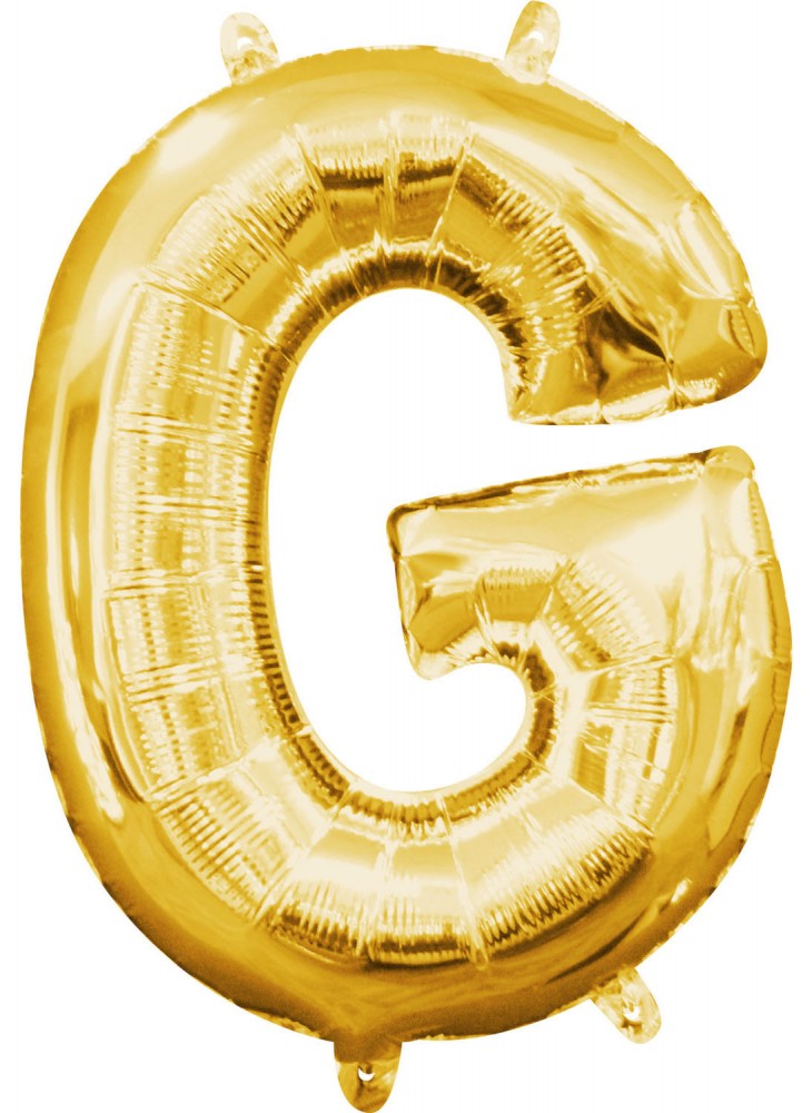 Buchstabe Gold, Goldfarbener mini G Buchstabe Folienballon 33 cm