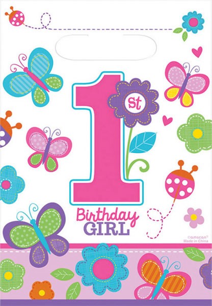 Erster Geburtstag Butterfly Geschenktüte 8 Stück