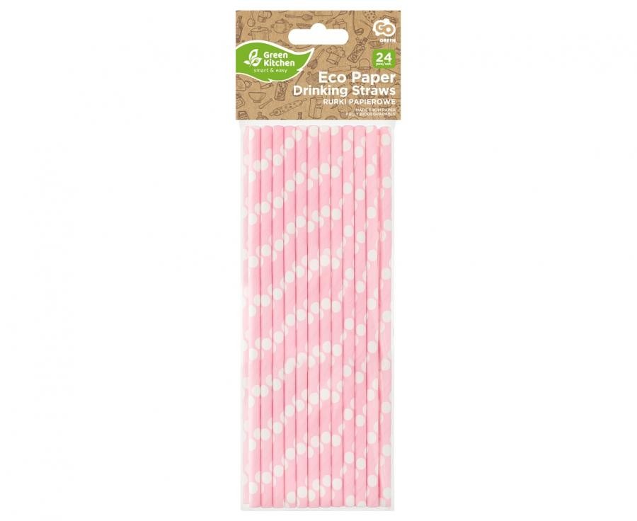 Farbe Light Pink Polka Dots Rosa Papierstrohhalme 24er Pack