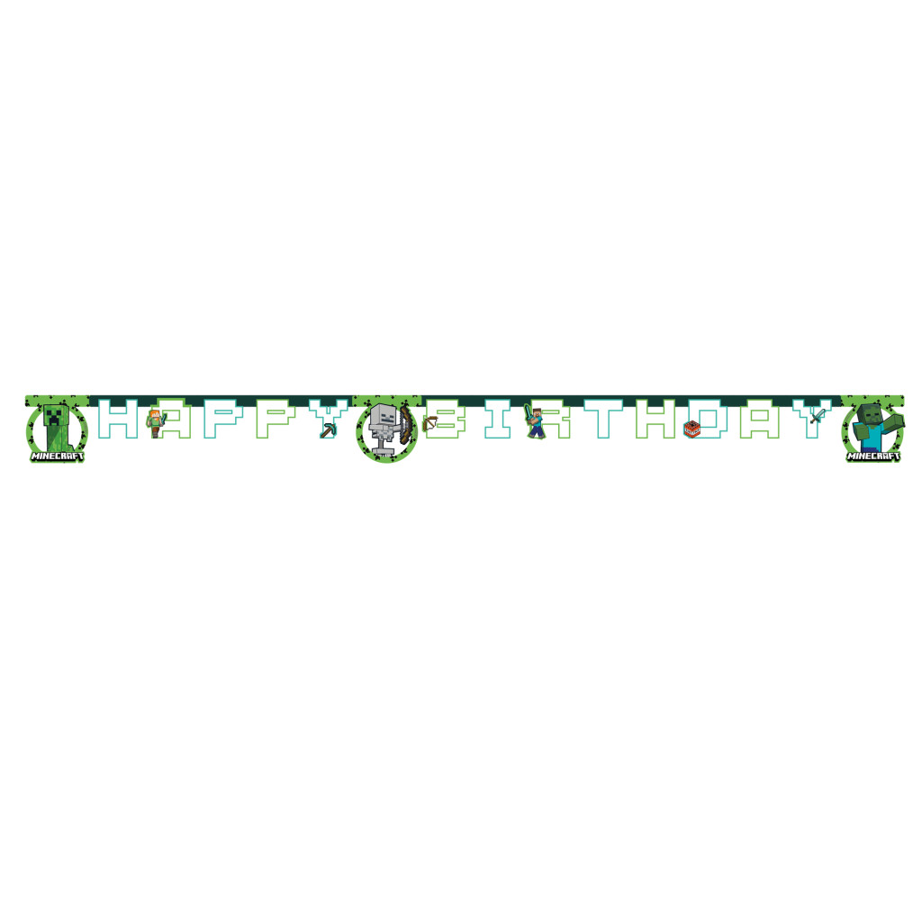 Minecraft Green Happy Birthday Schild FSC 2 m