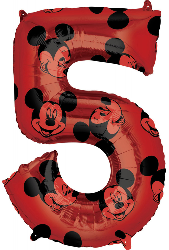 Disney Mickey  Red Folienballon Nummer 5, 66 cm