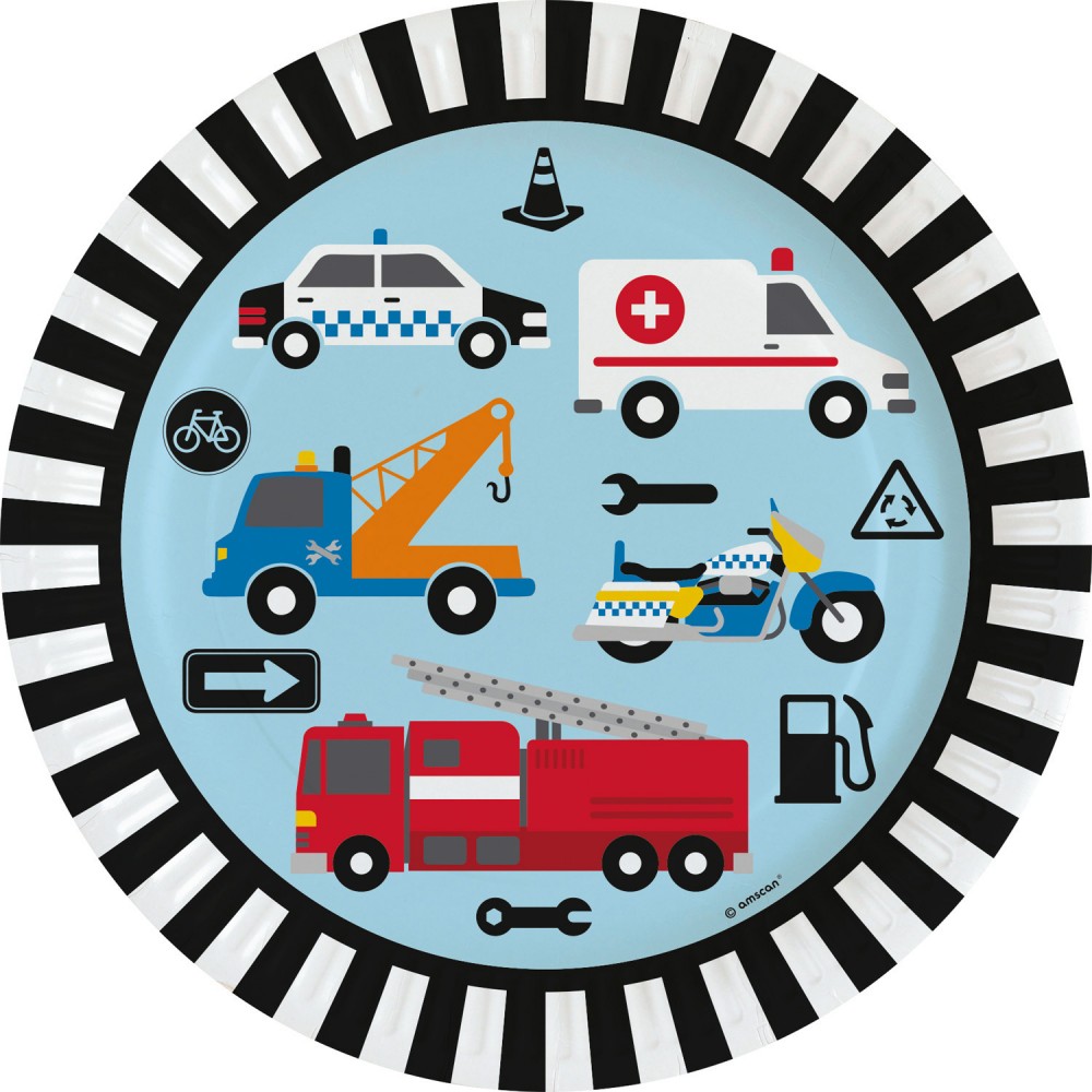 Unterwegs On the road Pappteller 8 Stk. 23 cm