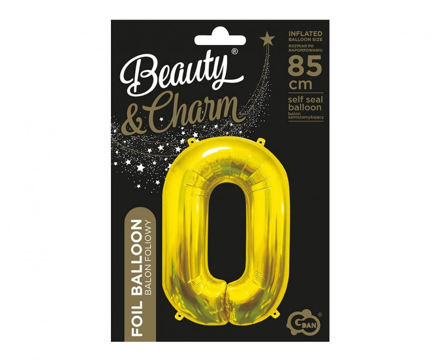 Nummer Gold, Goldene Zahl 0 Folienballon 85 cm
