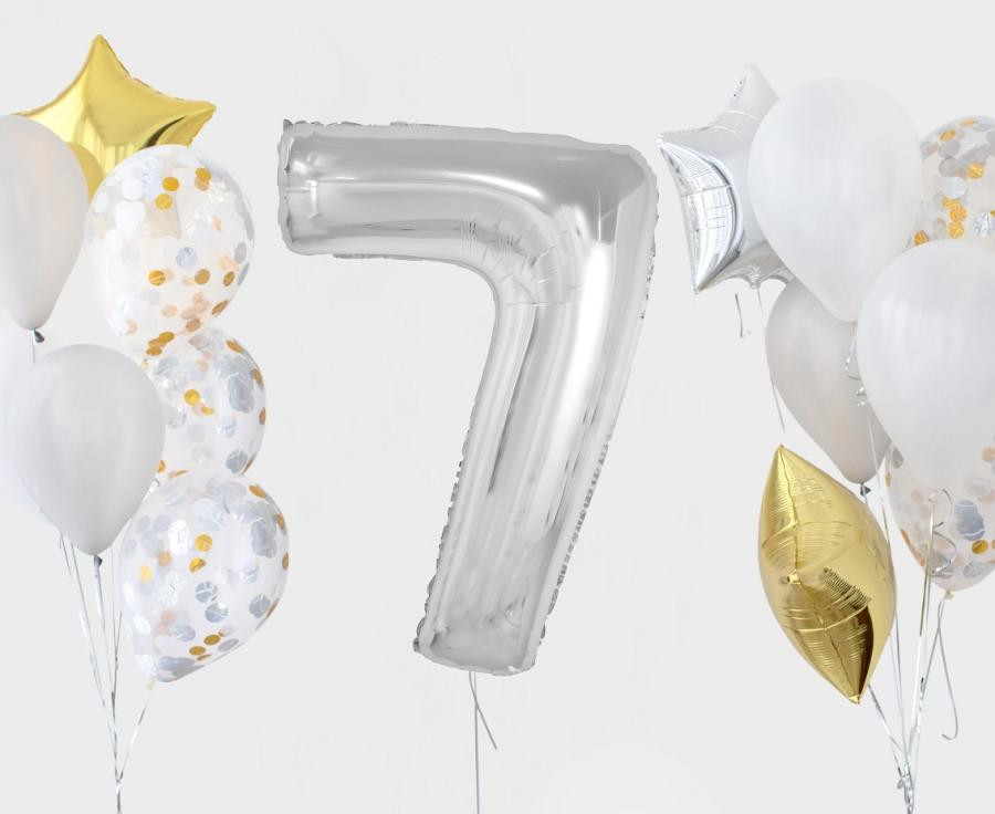 Nummer Silver Silberne Nummer 7 Folienballon 92 cm
