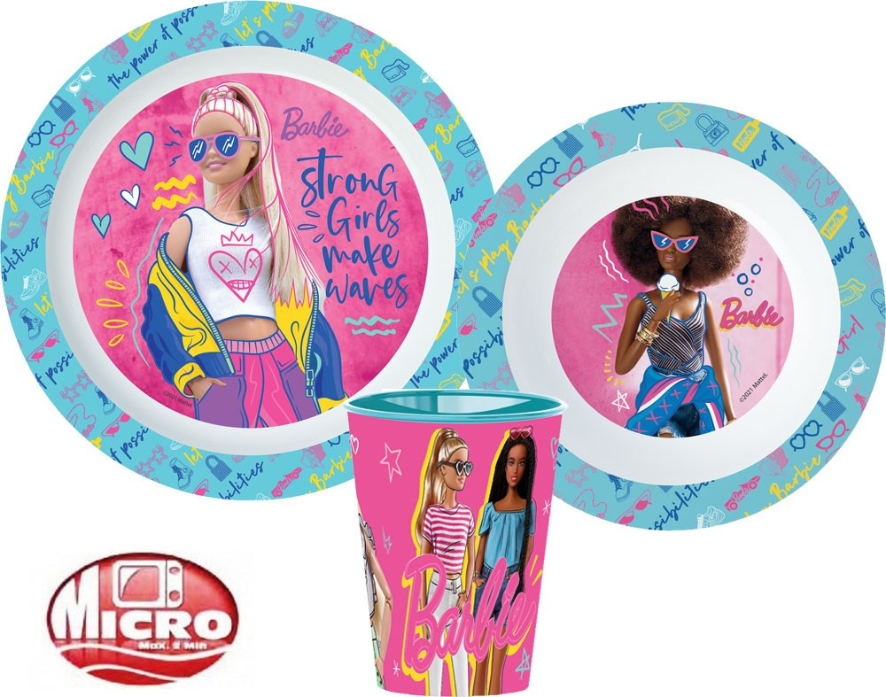 Barbie Stylish Essgeschirr-Set, Mikro-Kunststoff-Set, mit Becher 260 ml