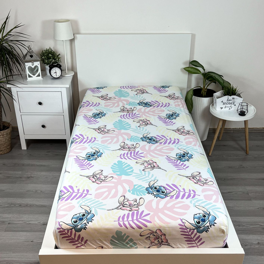 Disney Lilo und Stitch Leaves Spannbetttuch 90x200 cm