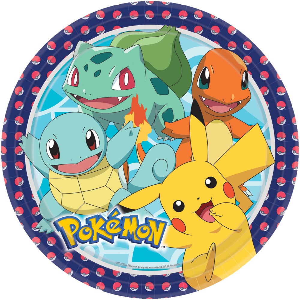 Pokémon Initial Pappteller 8er-Pack, 23 cm