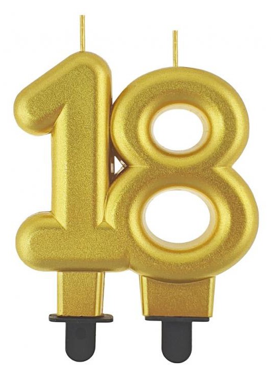 Farbe Gold Goldene Tortenkerze Nummer 18 Farbe Gold Goldene Tortenkerze Nummer 18