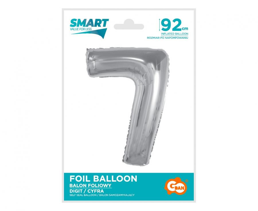 Nummer Silver Silberne Nummer 7 Folienballon 92 cm