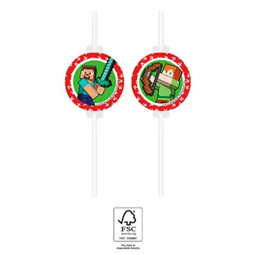 Minecraft Green Papierstrohhalm, 4er-Set FSC